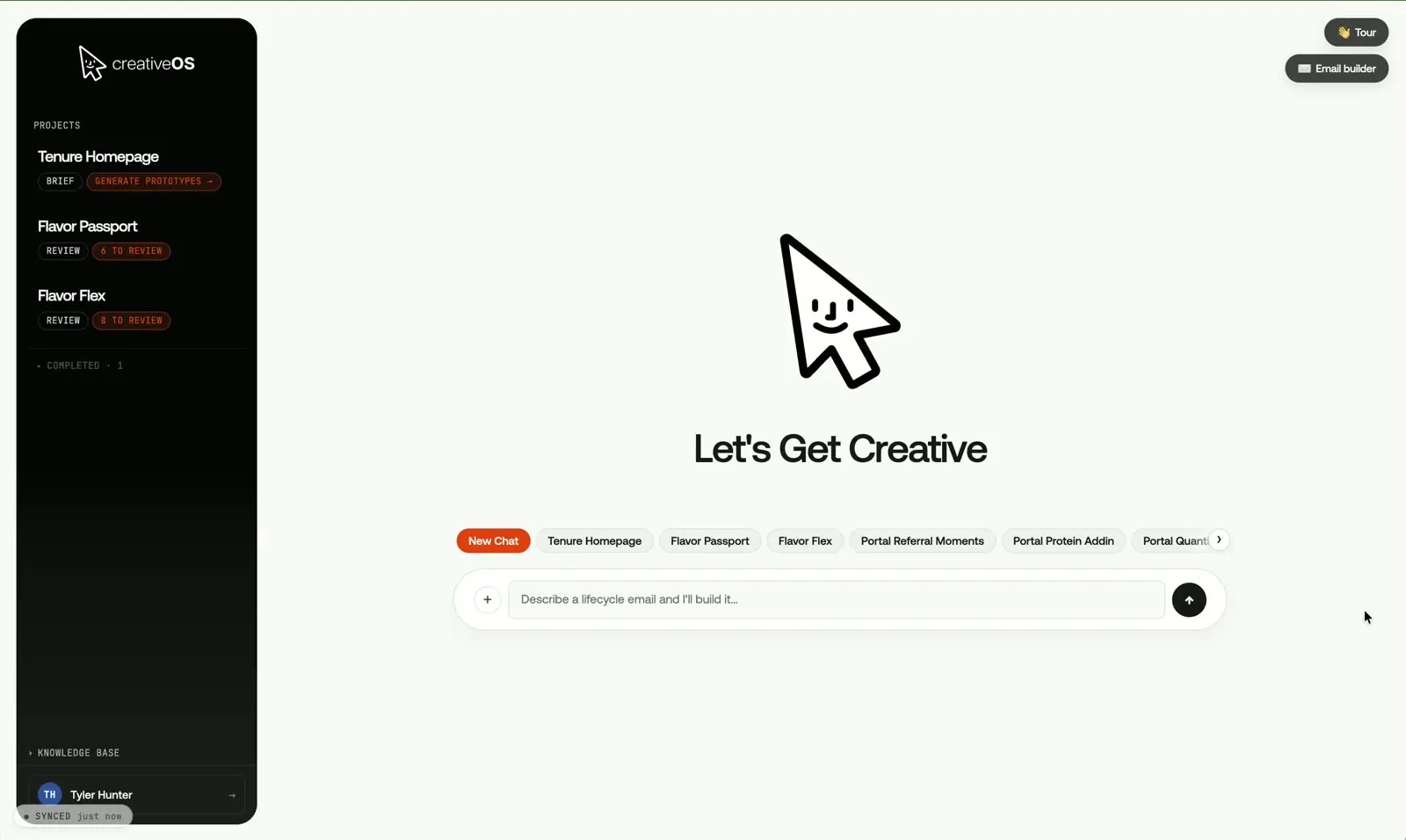 creativeOS workspace showing collaborative creative tools