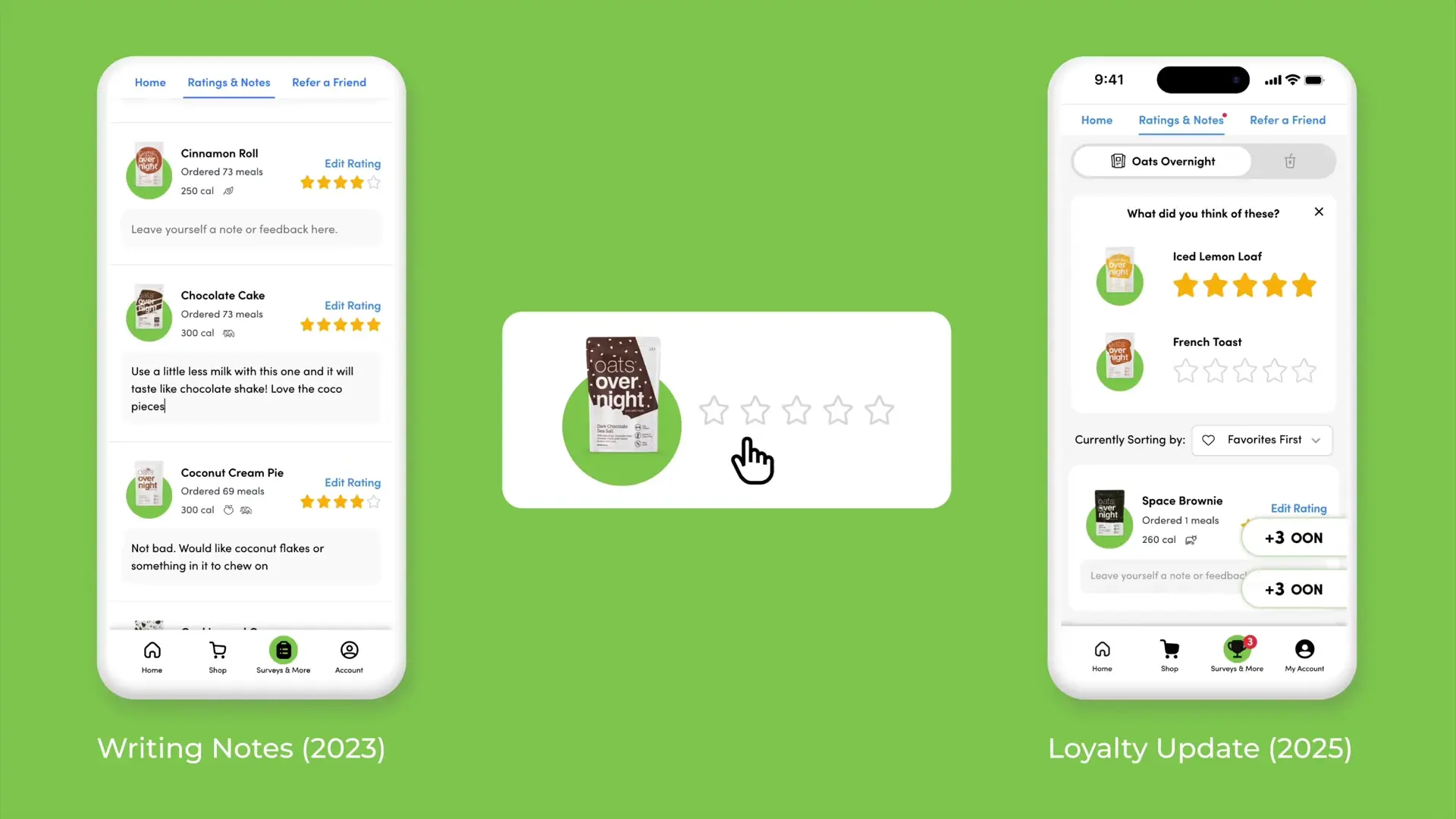 Flavor ratings, autosaving personal notes, and the later loyalty rewards integration